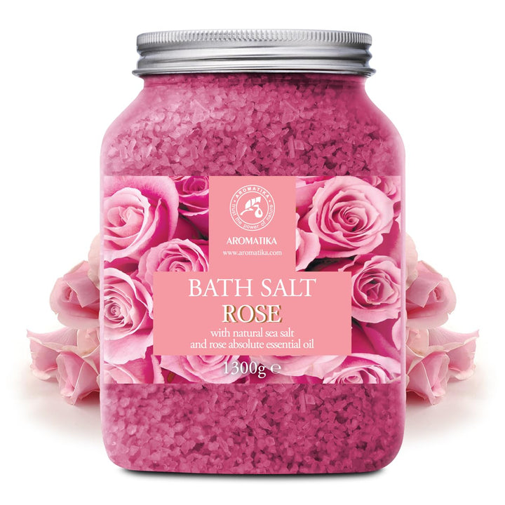 Rose Bath Salts - Set 2x46 Oz - Natural Rosewood Oil & Rose Extract - Best for Relaxing - Beauty - Bathing - Body Care - Wellness - Relax - Aromatherapy - Spa