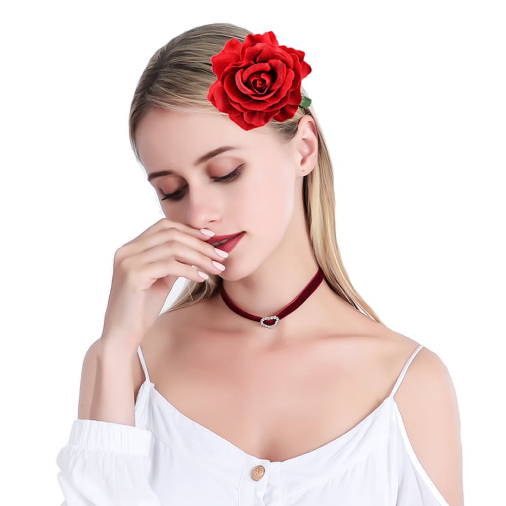 16Pcs S1: Insowni 16 Pack Big Rose Flower Hair Clips Brooch Pins Accessories For Women Girl Bridal (16Pcs S1)