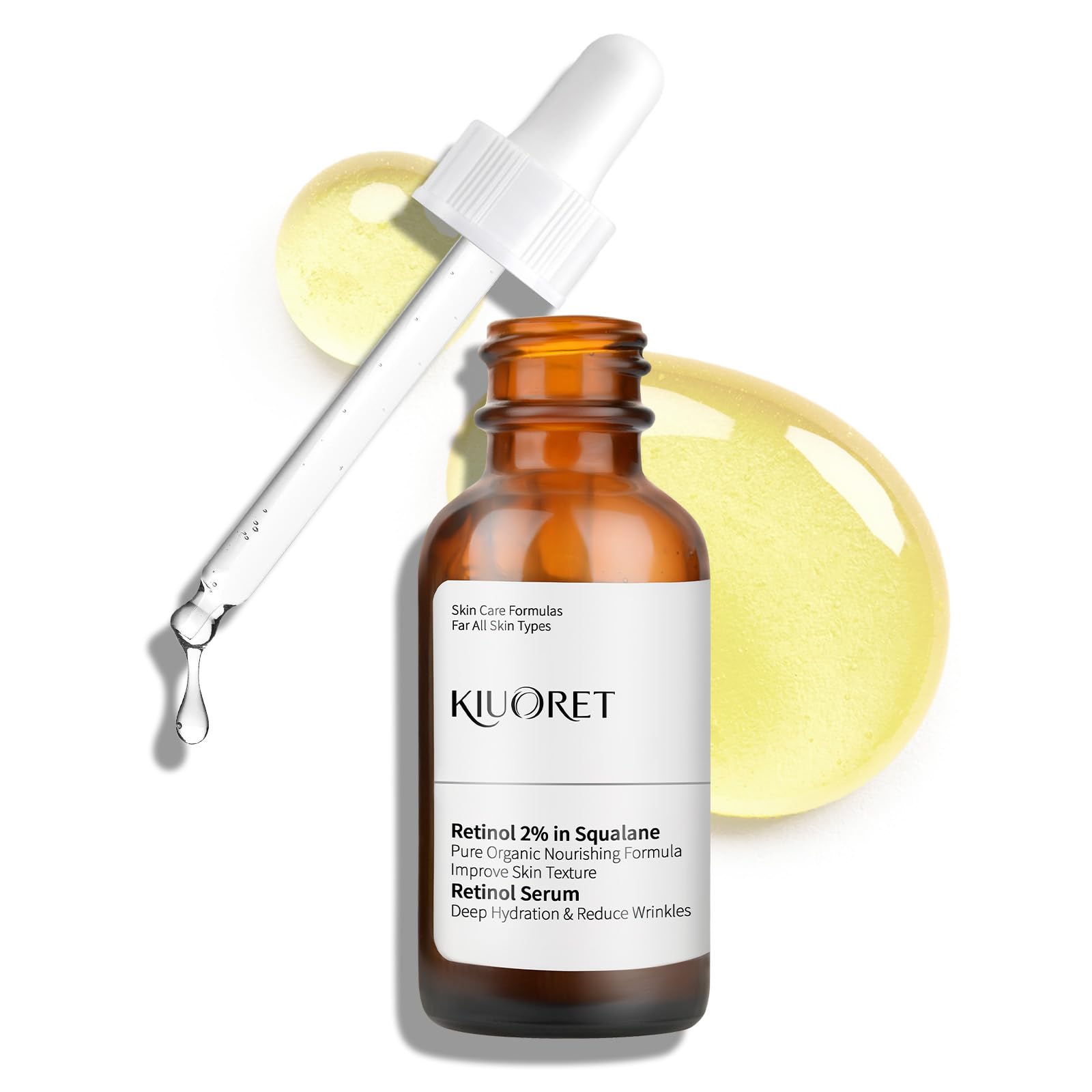 Retinol Serum for Face, 2% Retinol Serum with Squalane, Hyaluronic Acid, Vitamin E, Niacinamide for Anti-Aging, Wrinkles and Fine Lines, Improves Texture for All Skins, 30ml of 1 Pack