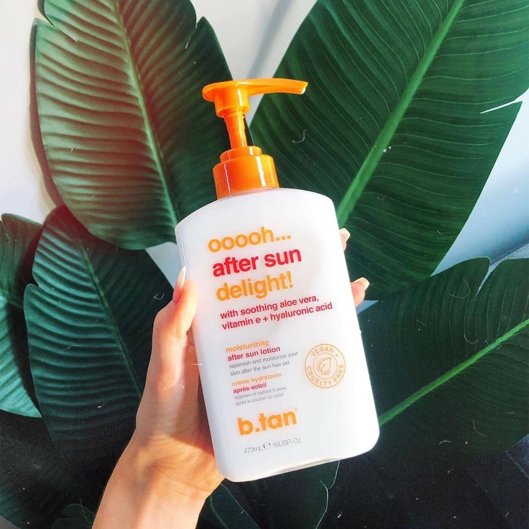 B.TAN After Sun Lotion | Ooooh Aftersun Delight - Aloe Vera & Hyaluronic Acid, Sun Burn Pure Skin Relief, Moisturizing, Soothing, Face & Body Cream, 16 Fl oz