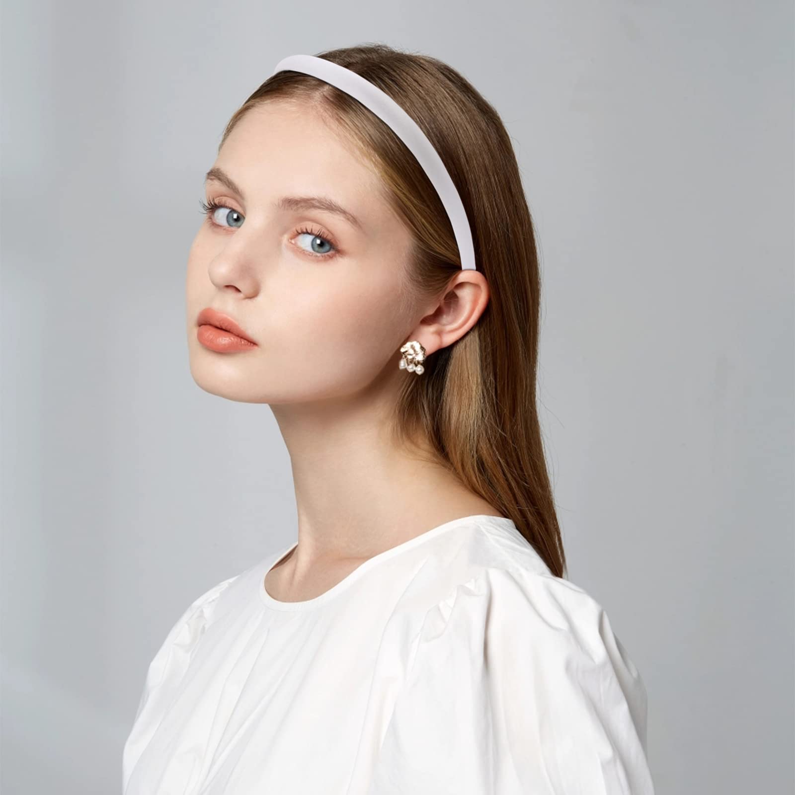 Candygirl Girls' DIY Satin Covered Headbands 1cm Width 36cm Circle Size (20pcs White)