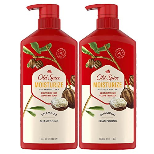 Old Spice Moisturize Shampoo for Men with Shea Butter, Vanilla, Twin Pack, 21.9 Oz Each