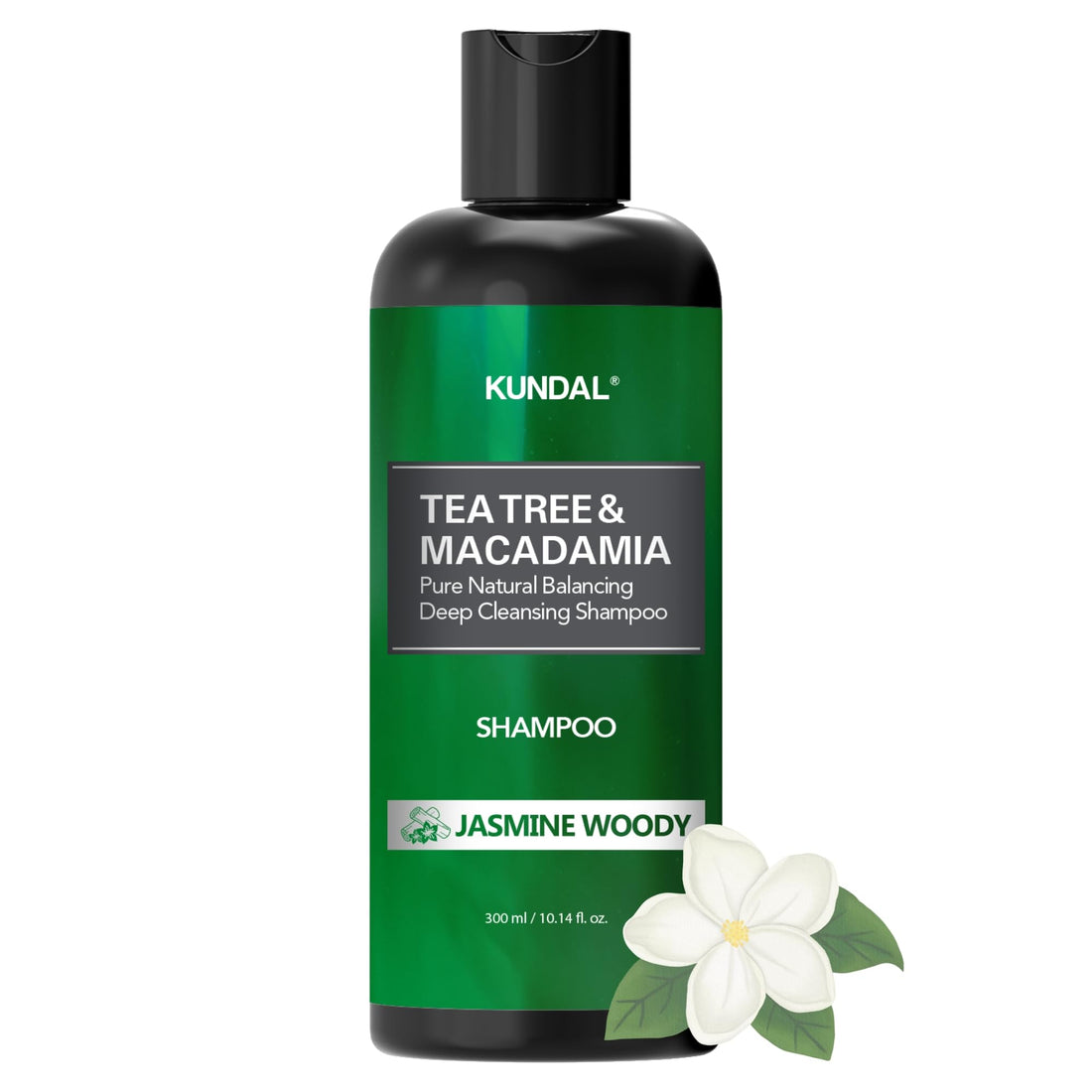 KUNDAL Tea Tree & Macadamia Deep Cleansing Shampoo [Jasmine Woody] - Korean Hair Care, Scalp Care, Tea Tree extract, For All hair Types 10.14fl oz (pack of 1)