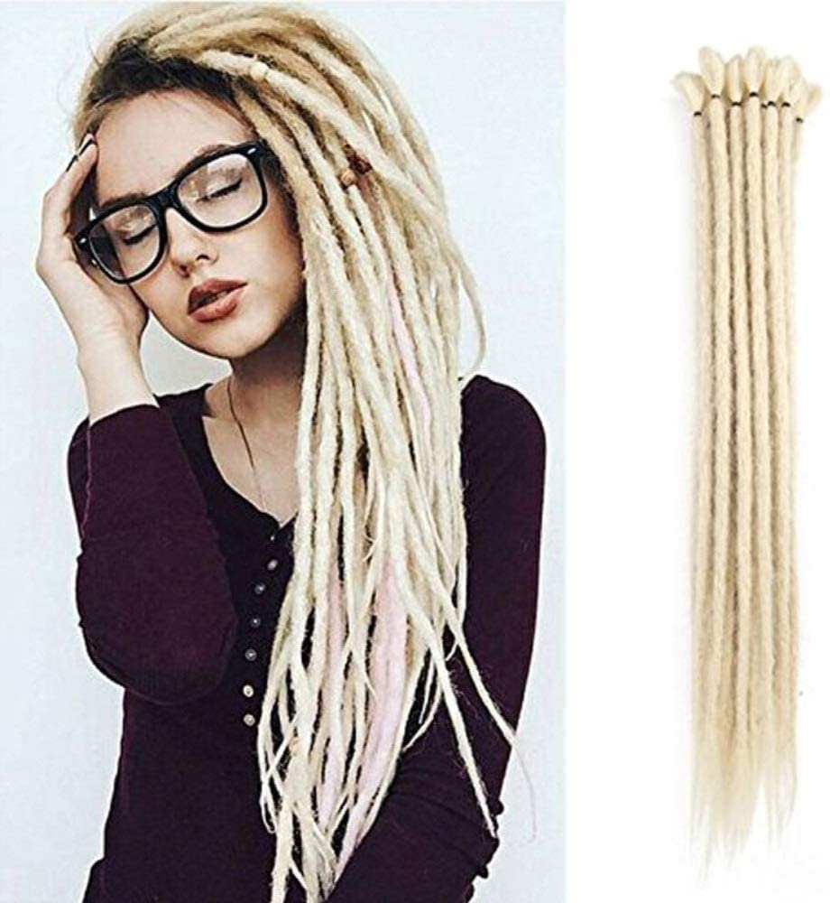 DSOAR Women's Synthetic 12 Strands Handmade Dreadlocks Extensions Twist Braiding Hair Crochet Braids (20-inch, Blonde)