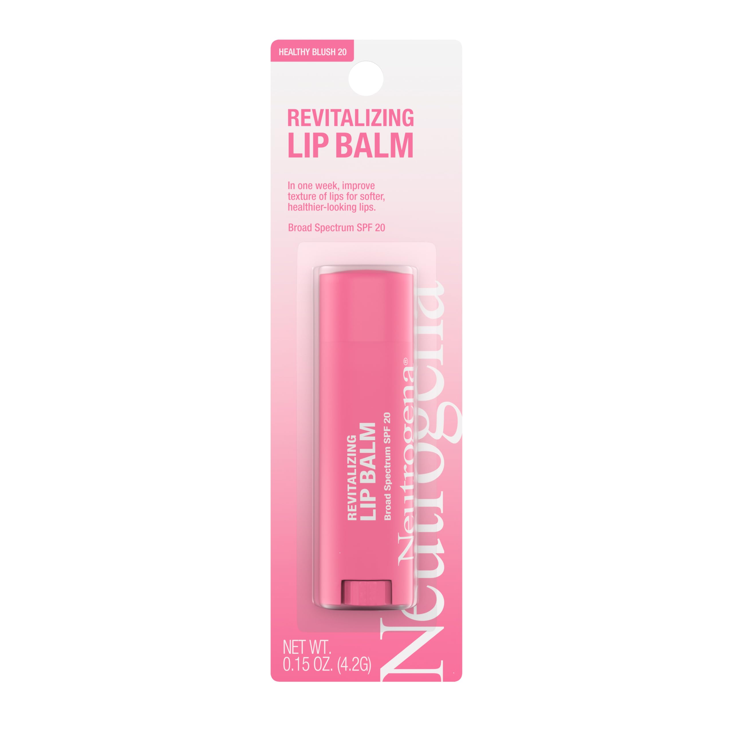 Neutrogena Revitalizing Tinted Lip Balm Broad Spectrum SPF 20 Sunscreen, Moisturizing Lip Balm with a Sheer Tint for Softer, Smoother, Healthier-Looking Lips, Sheer Healthy Blush 20, .15 oz