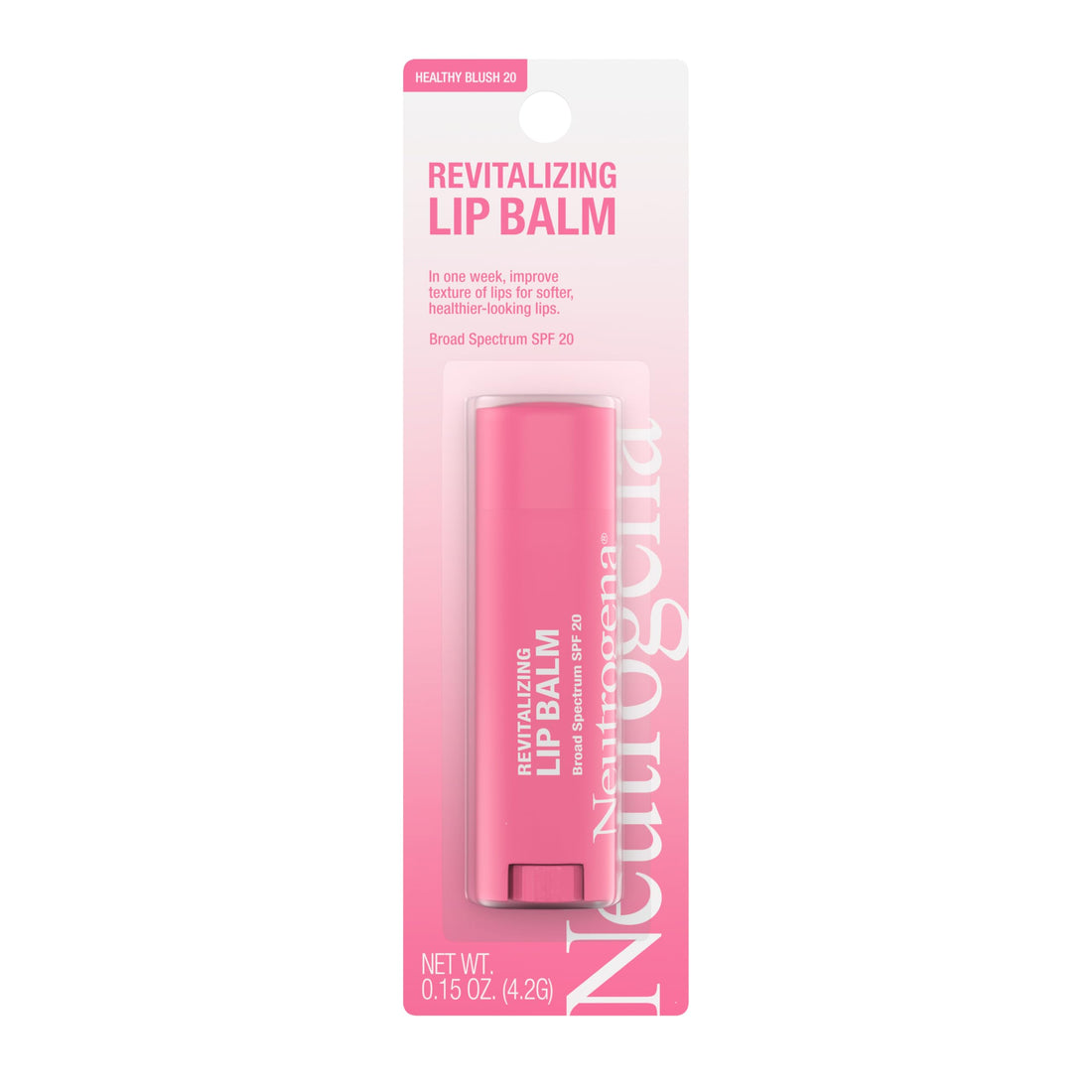 Neutrogena Revitalizing Tinted Lip Balm Broad Spectrum SPF 20 Sunscreen, Moisturizing Lip Balm with a Sheer Tint for Softer, Smoother, Healthier-Looking Lips, Sheer Healthy Blush 20, .15 oz