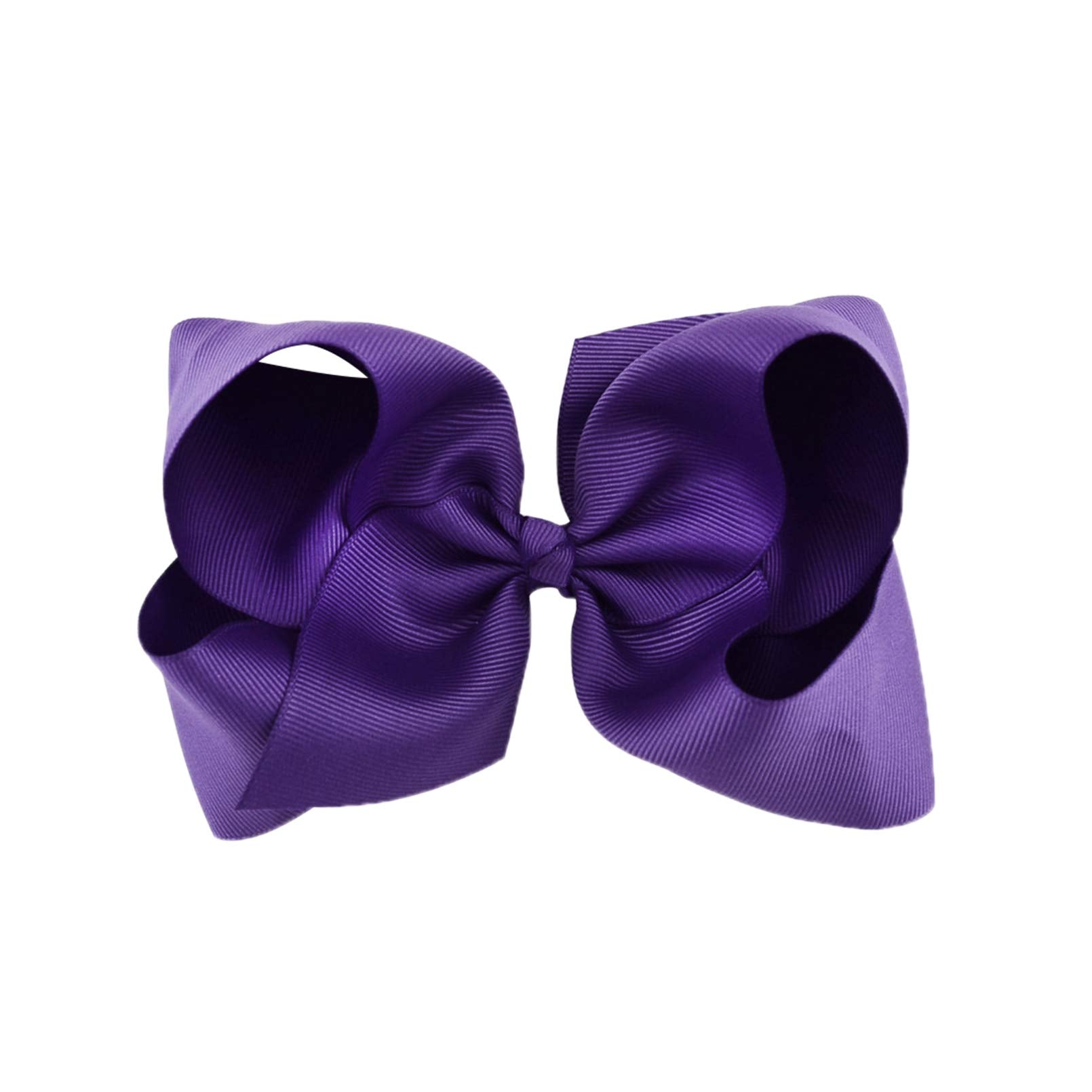 DEEKA 12 PCS 6 Big Hand-made Grosgrain Ribbon Hair Bow Alligator Clips Hair Accessories for Little Teen Toddler Girls - Purple