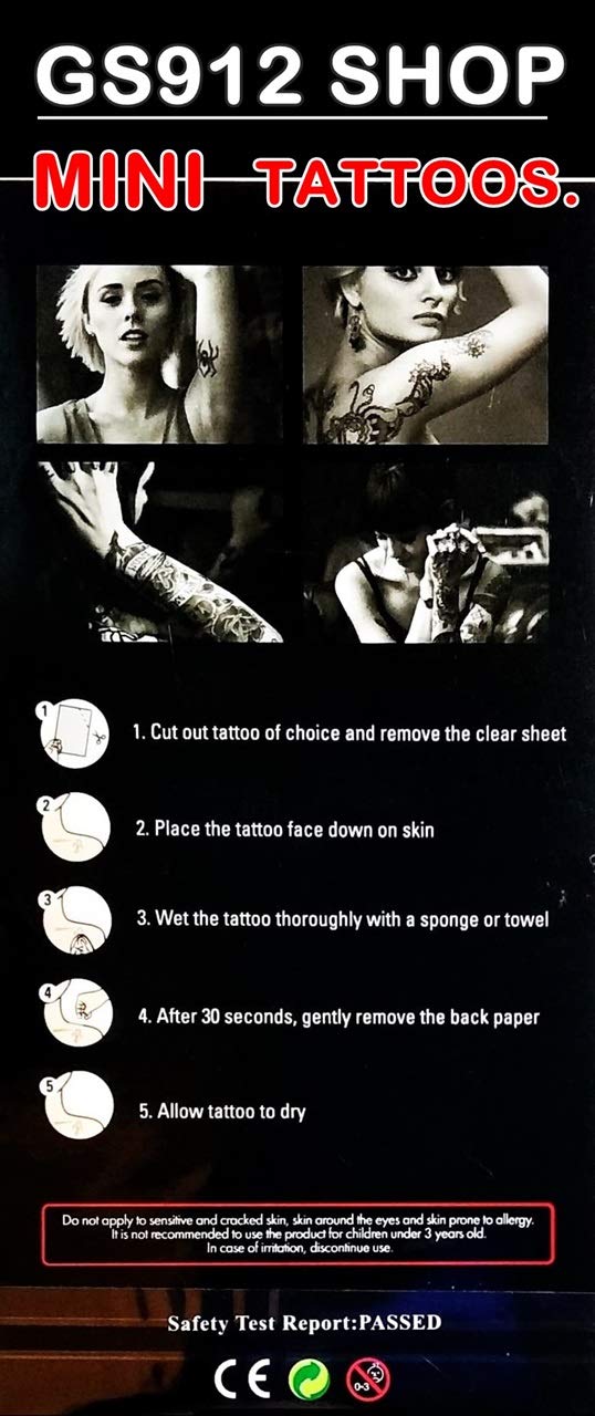 Mini Tattoos 2 Sheets Black Dove Bird Fly Heart Note Music Infinite Cartoon Tattoos Art Stickers Waterproof Temporary Painting Make up Sexy Body Fake Tattoo for Men Women Teens (14)