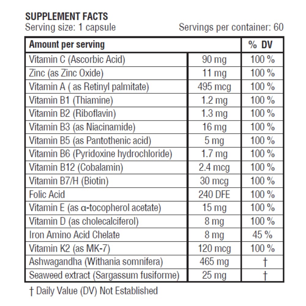 Obel Daily Multivitamin | with Ashwaganda and Seaweed | Optimum Health for Adults