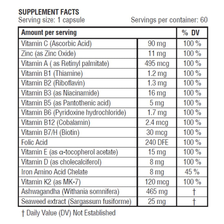 Obel Daily Multivitamin | with Ashwaganda and Seaweed | Optimum Health for Adults