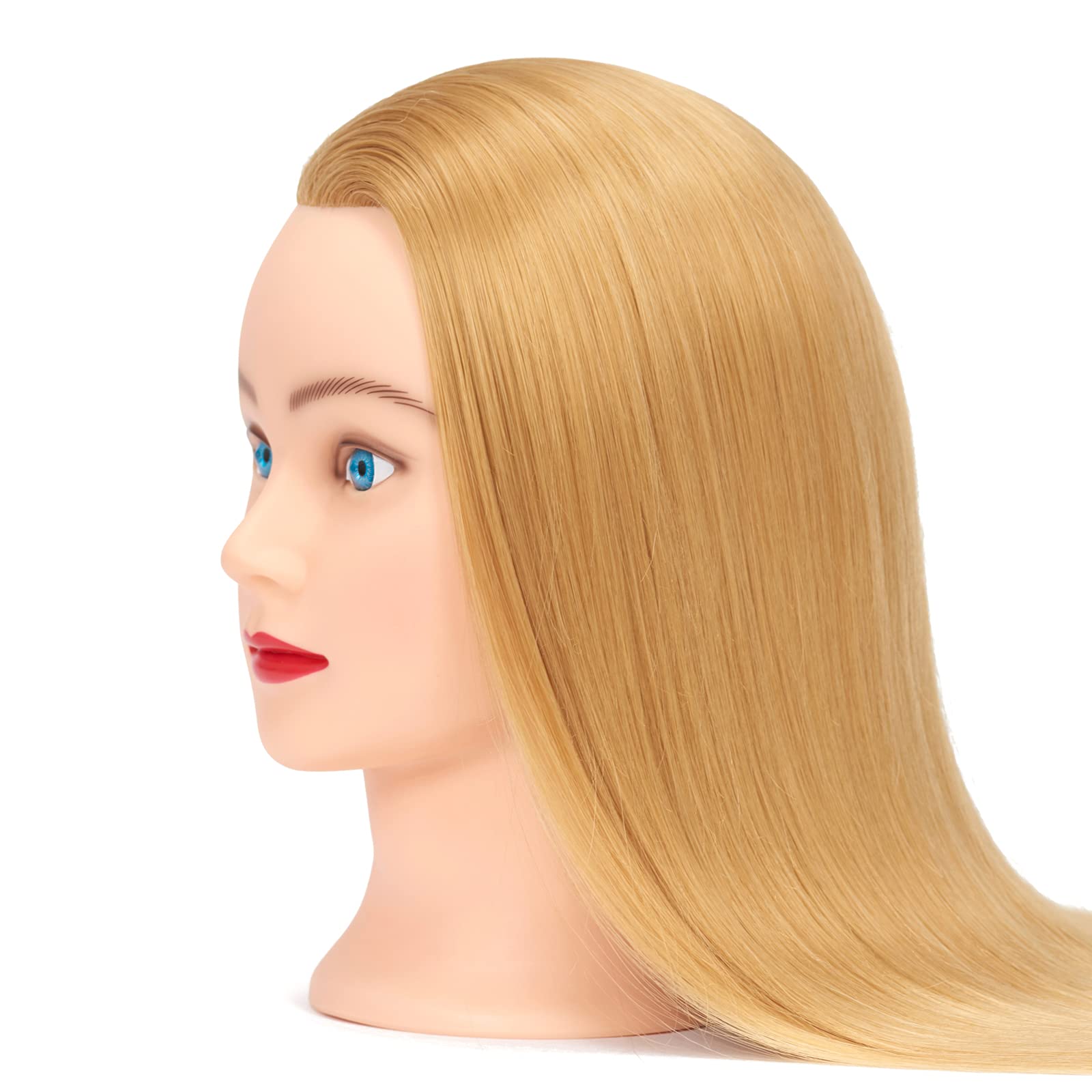 26-28 Mannequin Head Hair Styling Training Head Manikin Cosmetology Doll Head Synthetic Fiber Hair Hairdressing training model with free clamp (6RB1711W2720)