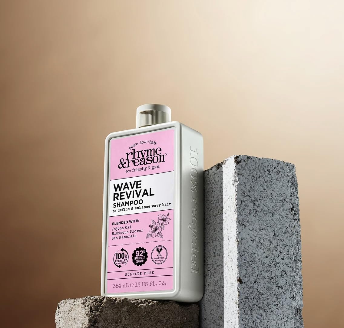 Rhyme & Reason Wave Revival Shampoo & Conditioner SET. 13 Fl. Oz. Each Bottle. To Define & Enhance Wavy Hair. Vegan Cruelty Free., White