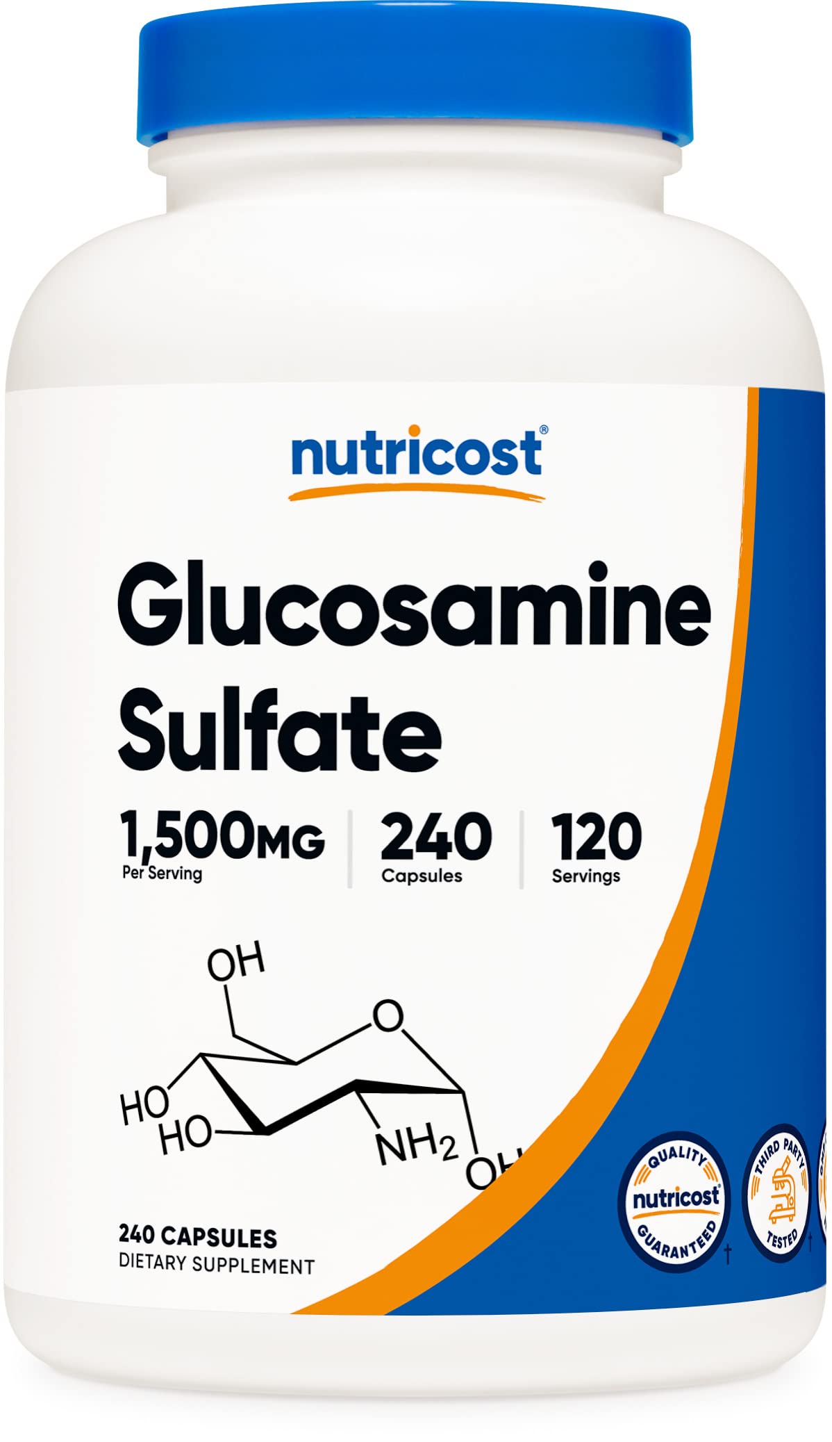 Nutricost Glucosamine Sulfate 1500mg, 240 Capsules - 750mg Per Capsule, Gluten Free, Non-GMO