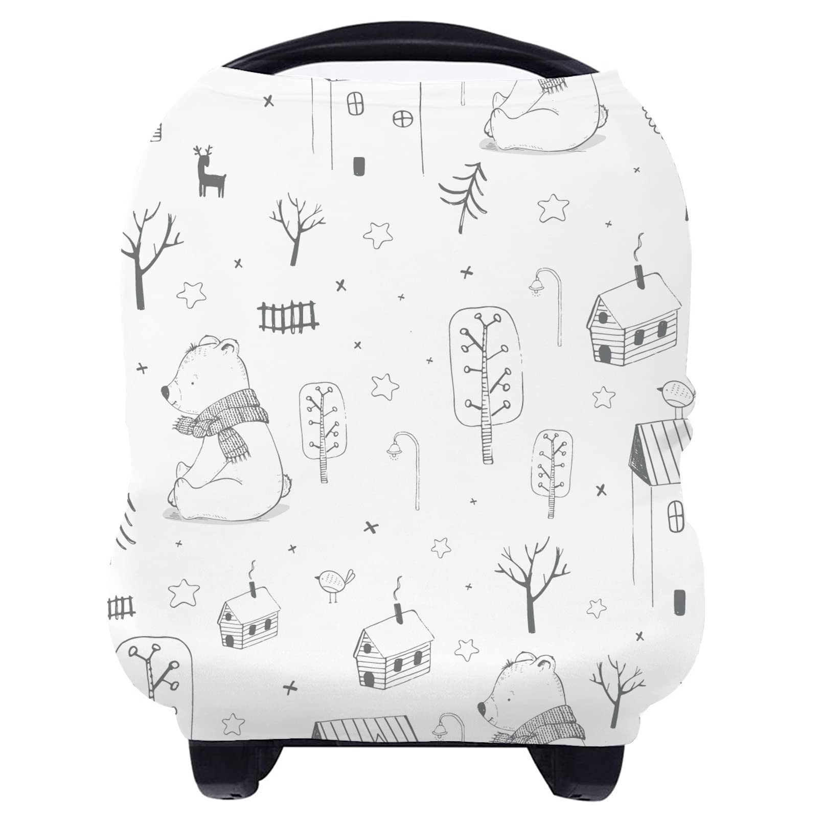 Yoofoss Nursing Cover Breastfeeding Scarf - Baby Car Seat Covers, Infant Stroller Cover, Strechy Carseat Canopy for Boys and Girls (Bear)