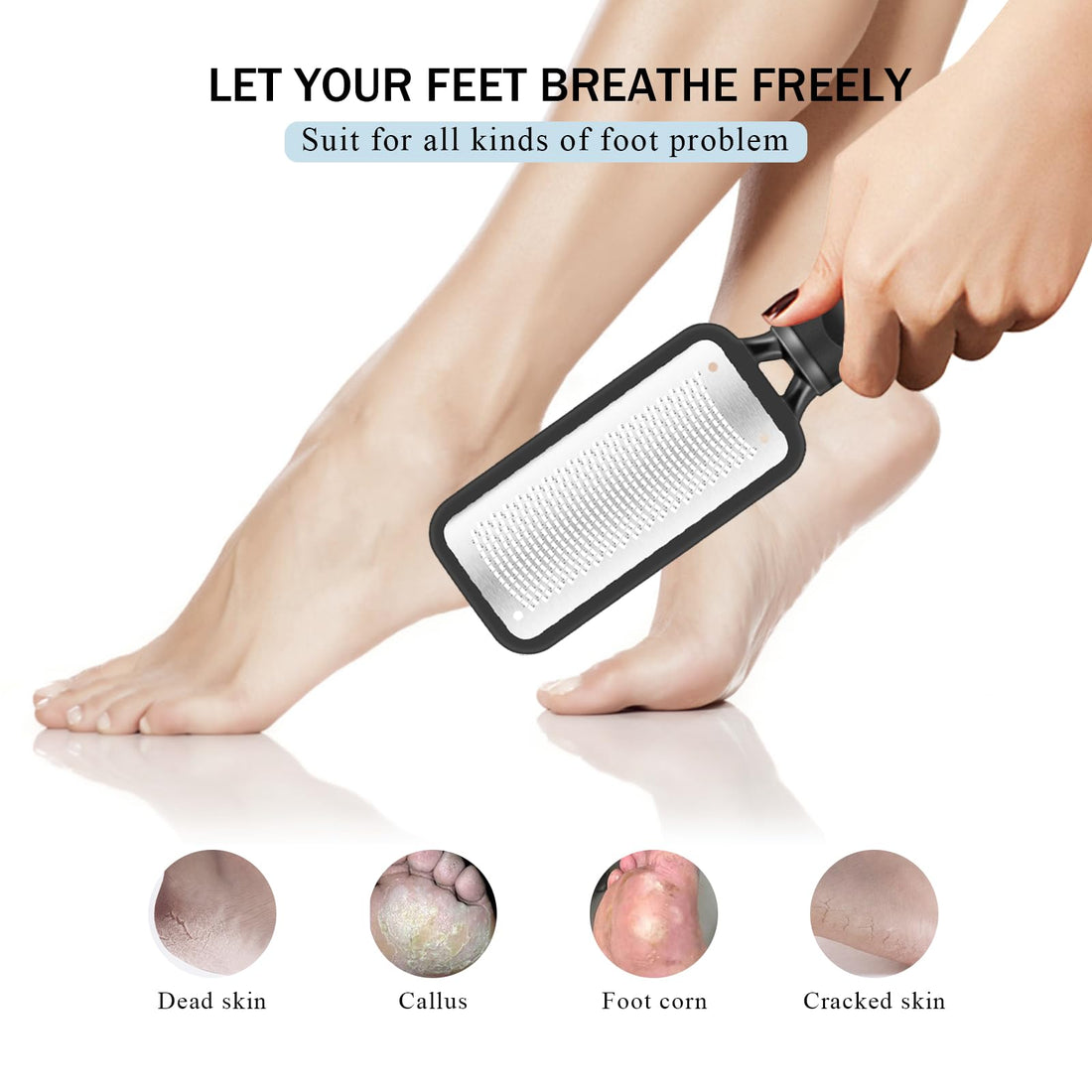 SetSail Callus Remover for Feet 2 Pack Foot File Kits Rust-Free Foot Scrubber Premium Stainless Steel Pedicure Tools Can be Used on Both Wet and Dry Feet, Foot Scraper for Dead Skin, Cracked Heels