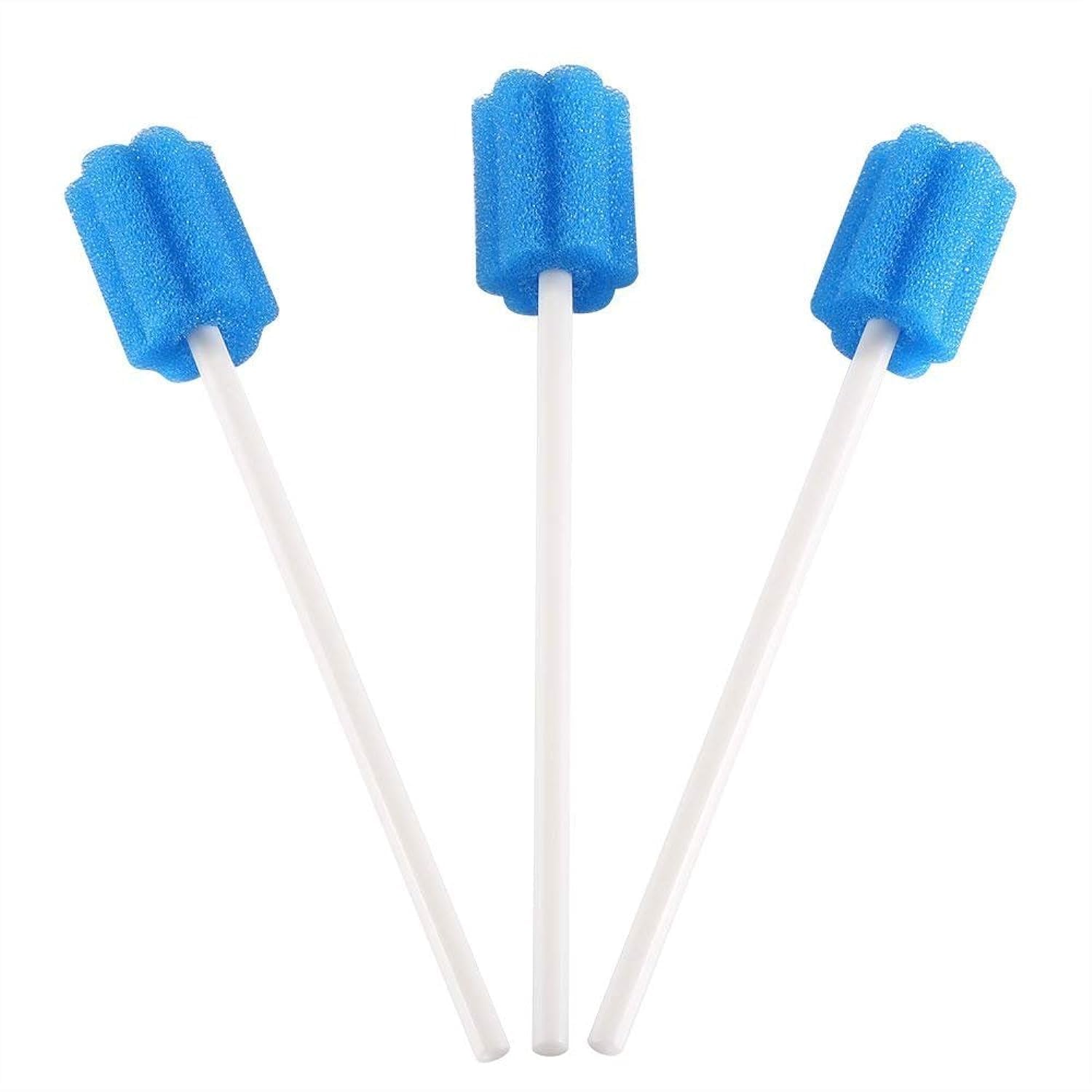 ZIZNBA Disposable Unflavored Oral Care Sponge Swabs, Quincunx blue (250 Count)