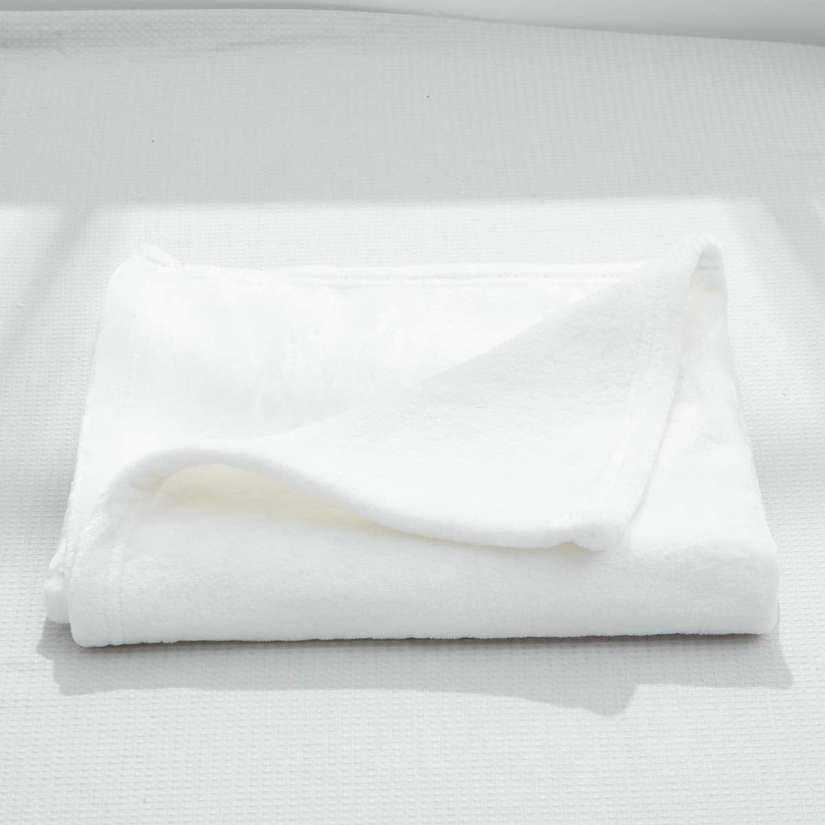 UOZZI BEDDING All-Season Ivory White Flannel Fleece Baby Blanket for Girls & Boys - Ultra Soft Plush Thin Kids Toddler Blanket for Crib, Pram Strollers, Sofa, 100% Microfiber Polyester 27x39