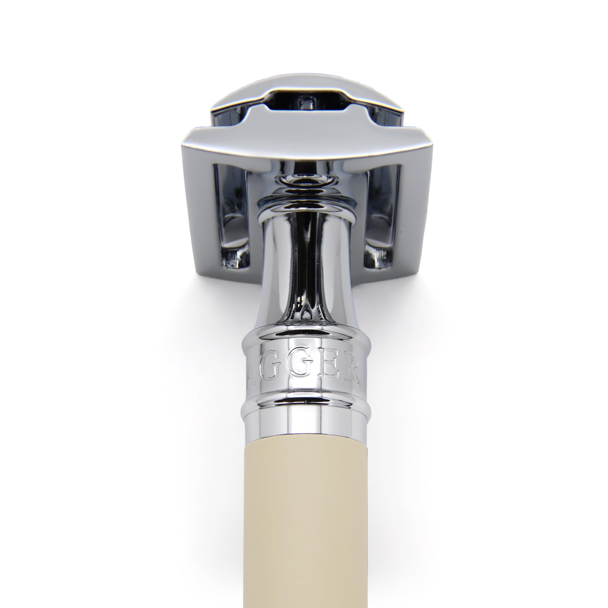 Ivory Rubber Coated , Short Handle : Edwin Jagger Double Safety Razor Ivory