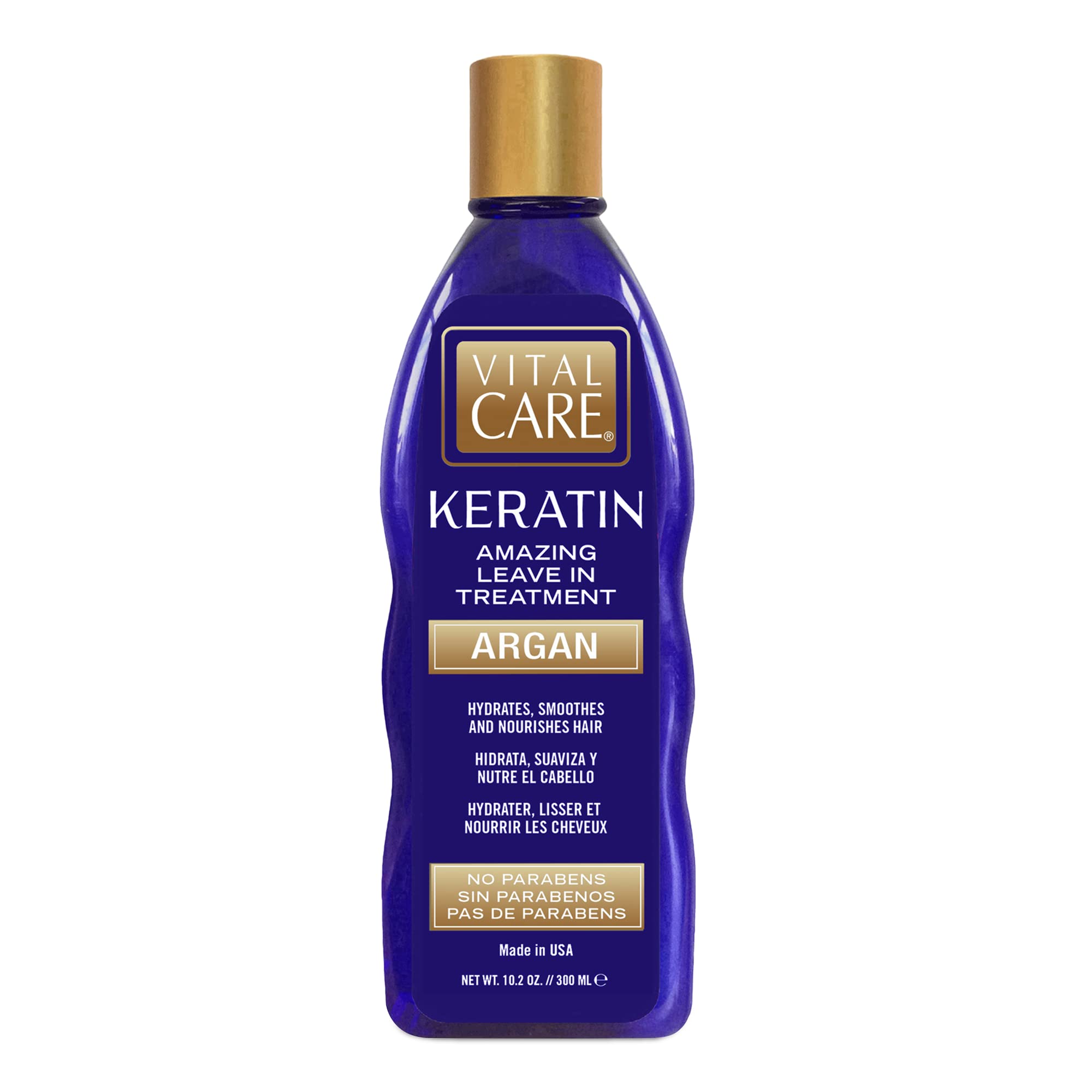 Vital Care Keratin Amazing Leave-In Treatment Argan - Gentle Keratin Complex Hair Treatment is Non-Stripping for Daily Use, Hydrating & Repairing - Abyssinian, Avocado & Sunflower Seed Oil