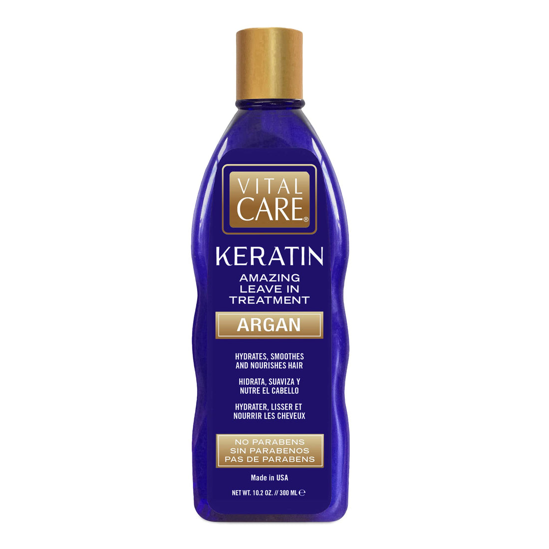 Vital Care Keratin Amazing Leave-In Treatment Argan - Gentle Keratin Complex Hair Treatment is Non-Stripping for Daily Use, Hydrating & Repairing - Abyssinian, Avocado & Sunflower Seed Oil