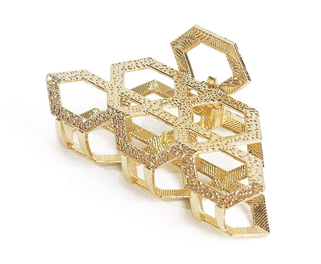 Girls Women Vintage Metal Hair Jaw Clips Hair Clamp Hair Claw Hairpin Accessories (Gold)