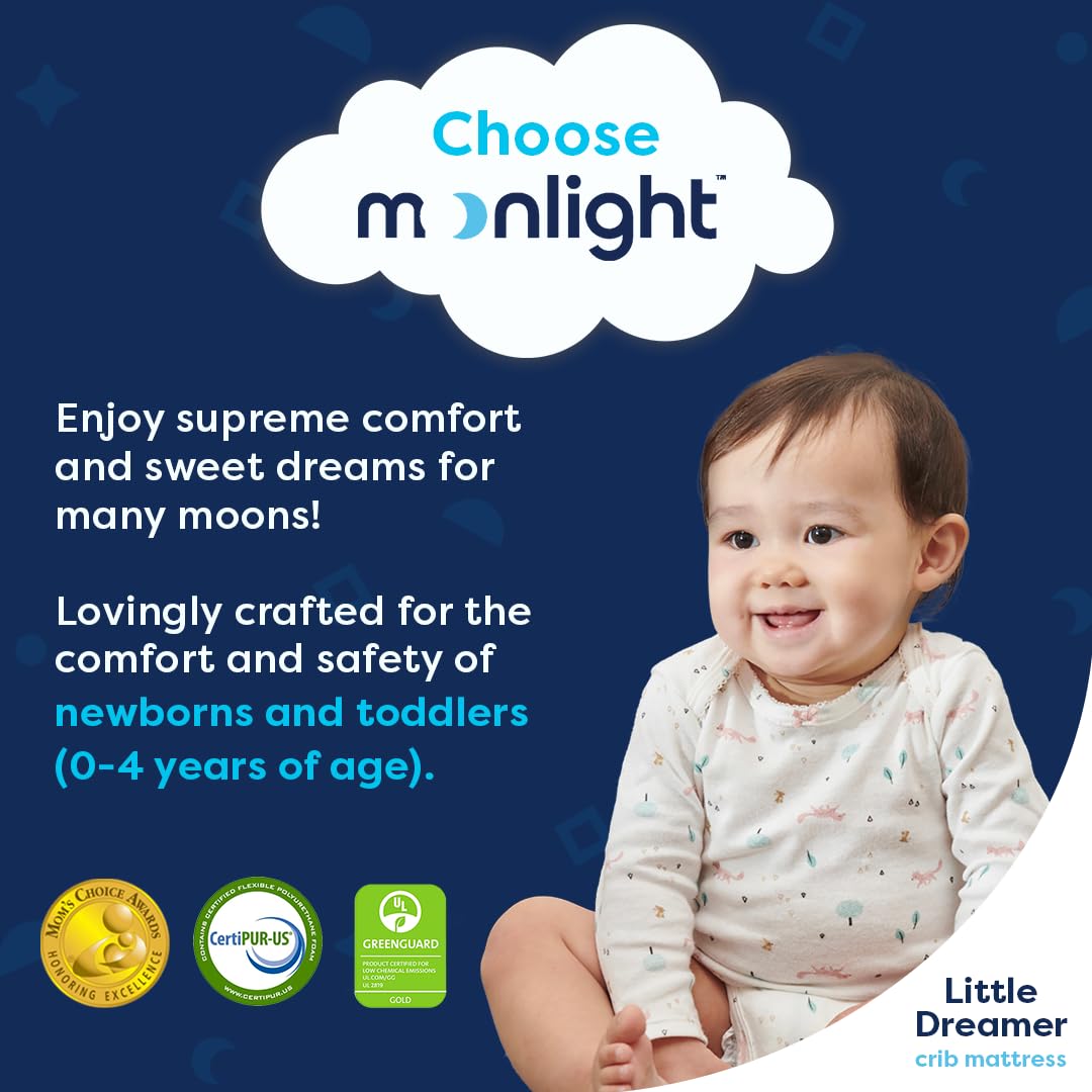 Moonlight Slumber Little Dreamer Crib Mattress - Firm, Dual Sided, Standard Size, Waterproof, 5in.