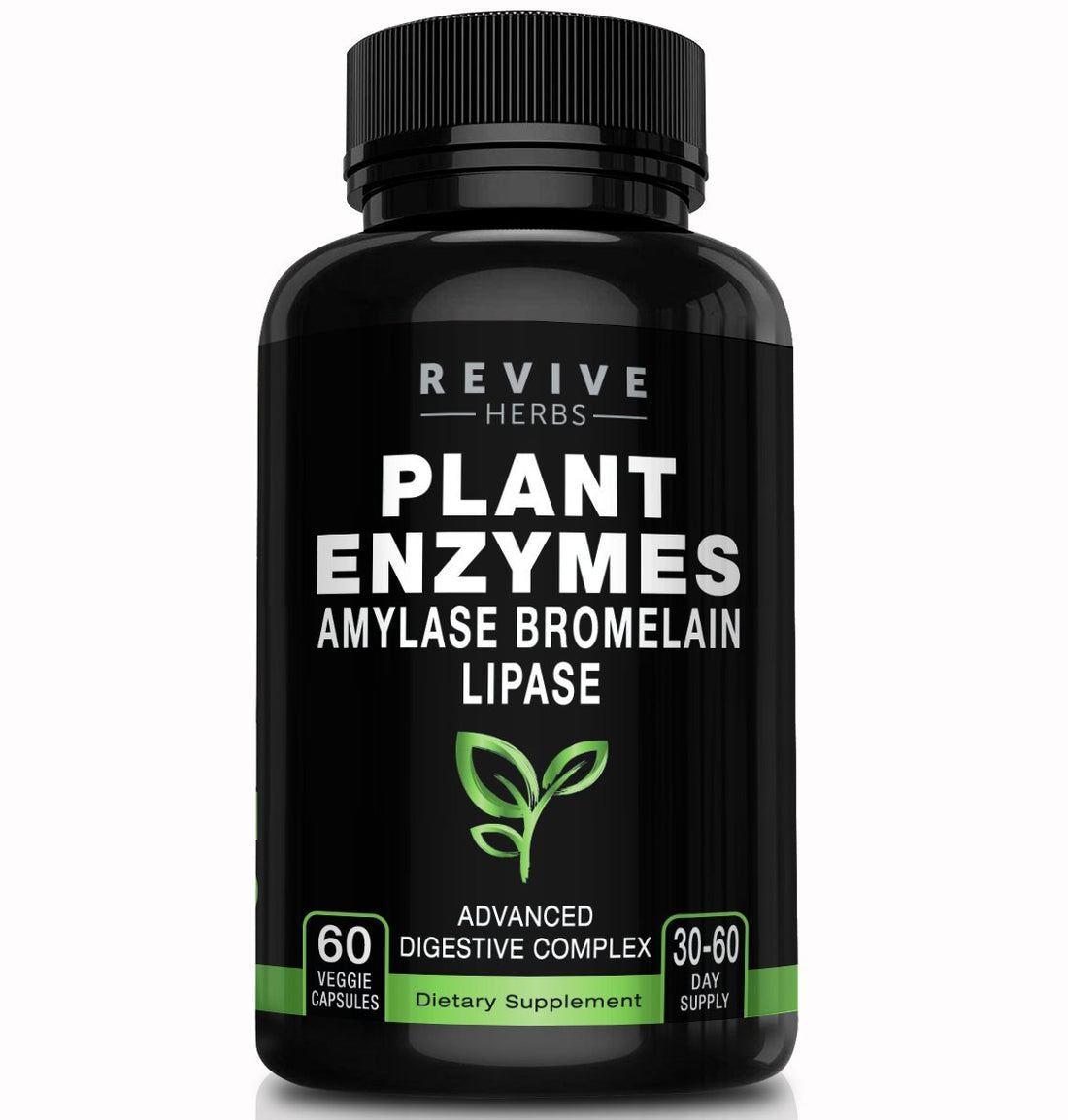 Revive Herbs Advanced Plant-Based Digestive Enzymes: Boost Gut & Immune Health with Aspergillopepsin, Amylase, Bromelain & More for Bloating Relief & Overall Digestion