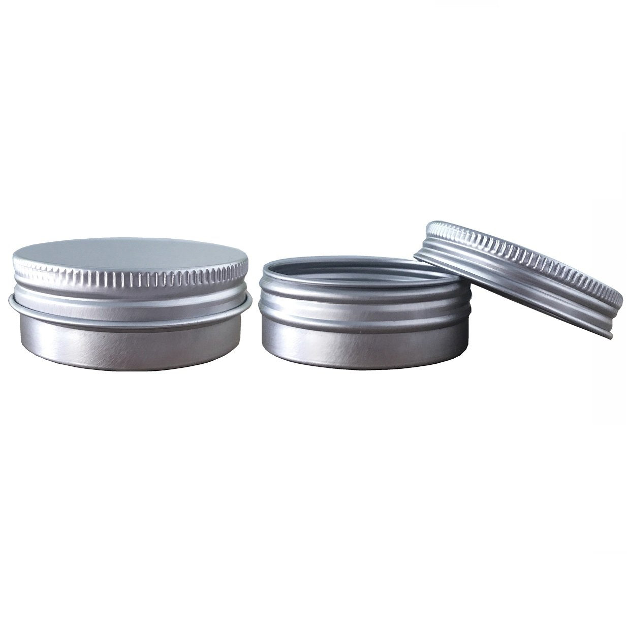 Aluminum Tin Jars, Cosmetic Sample Metal Tins Empty Container Bulk, Round Pot Screw Cap Lid, Small Ounce for Candle, Lip Balm, Salve, Make Up, Eye Shadow, Powder (12 Pack, 1 Oz/30ml)