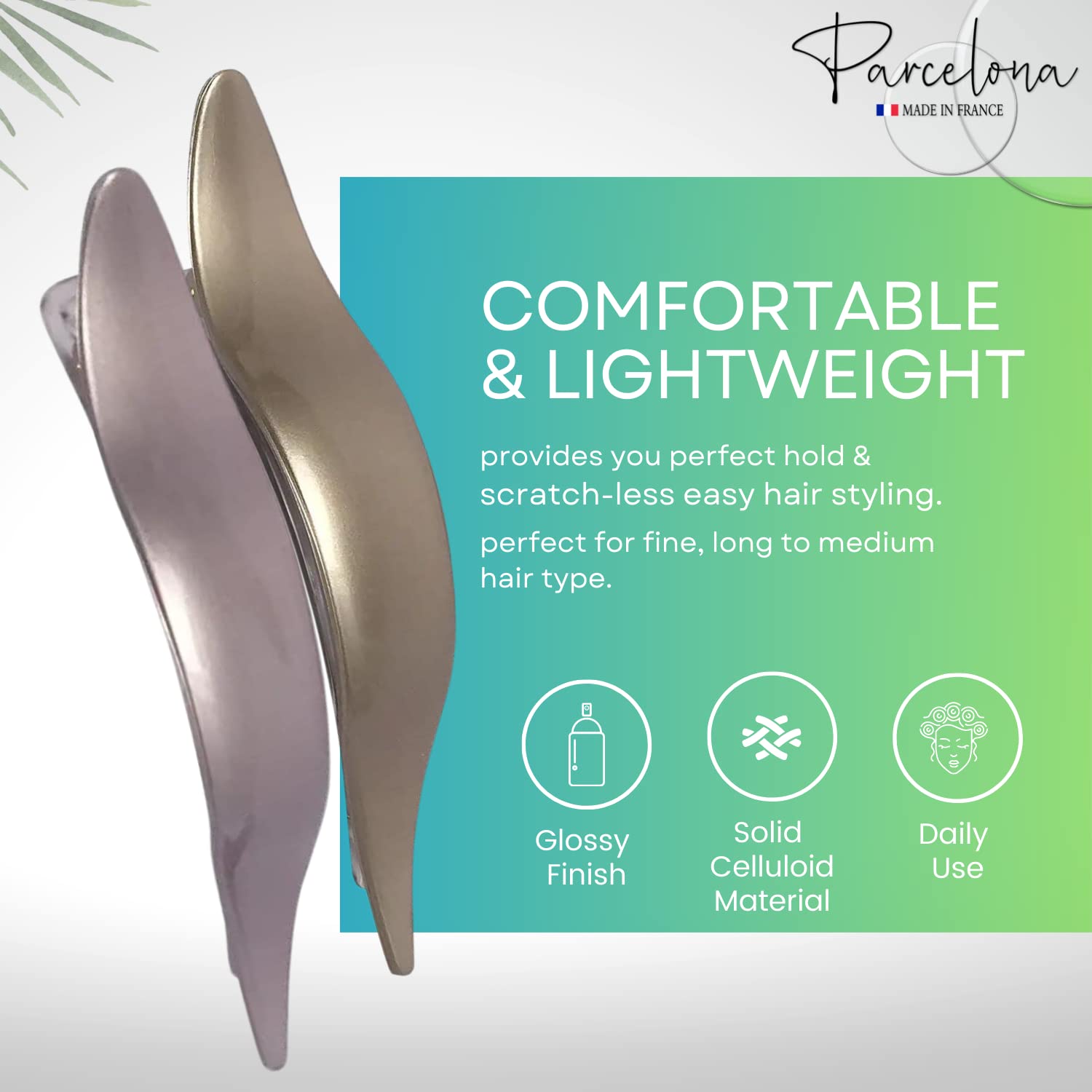 Parcelona French Brill Beak Flamingo Set of 2 Large Golden Beige N Lilac Grey Salon Hinge Side Slide In Alligator Hair Clip Clamp