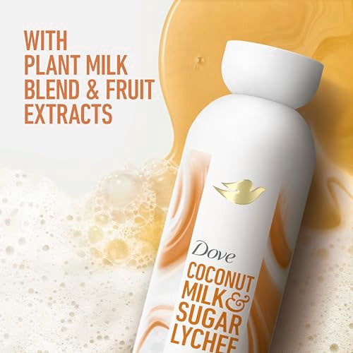 Dove Plant Milk Cleansing Body Wash Coconut & Lychee for Moisturized Skin Gentle Cleanser, No Sulfate Cleansers or Parabens, 98% Biodegradable 17.5 fl oz