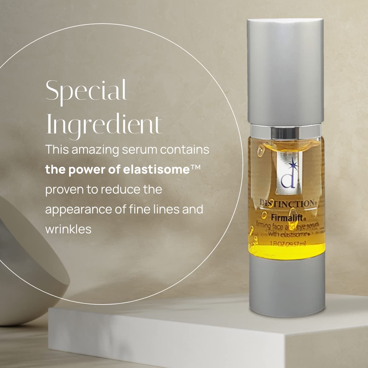 Distinction Firmalift Firming Face And Eye Serum With Elastisome | Anti Aging Serum - Helps Reduce The Appearance Of Fine Lines And Wrinkles, Soothes, And Moisturizes