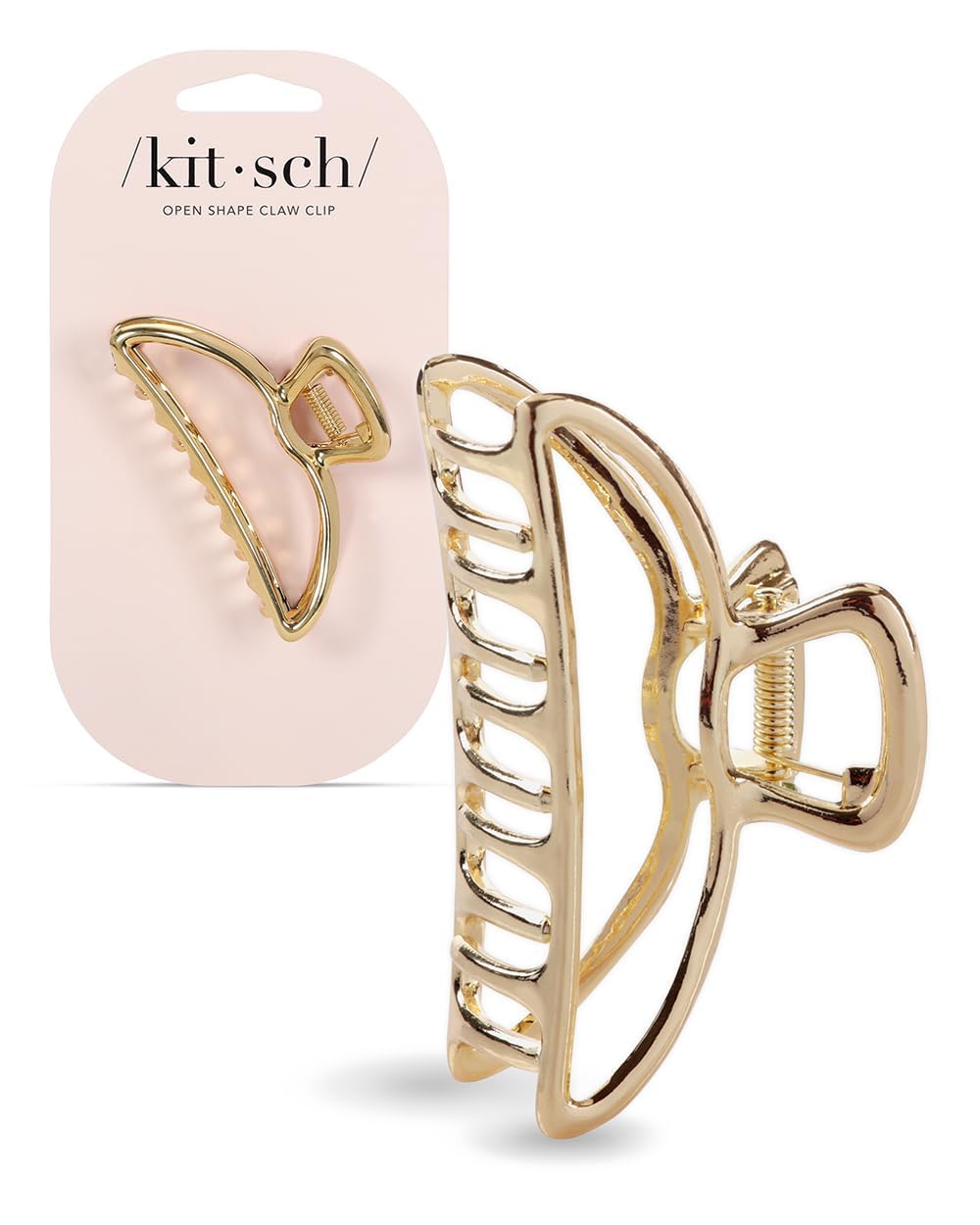 Kitsch Metal Claw Hair Clip Large Hair Accessory for Women, 3 Inches Wide (Open Shape Claw Clip, Gold)