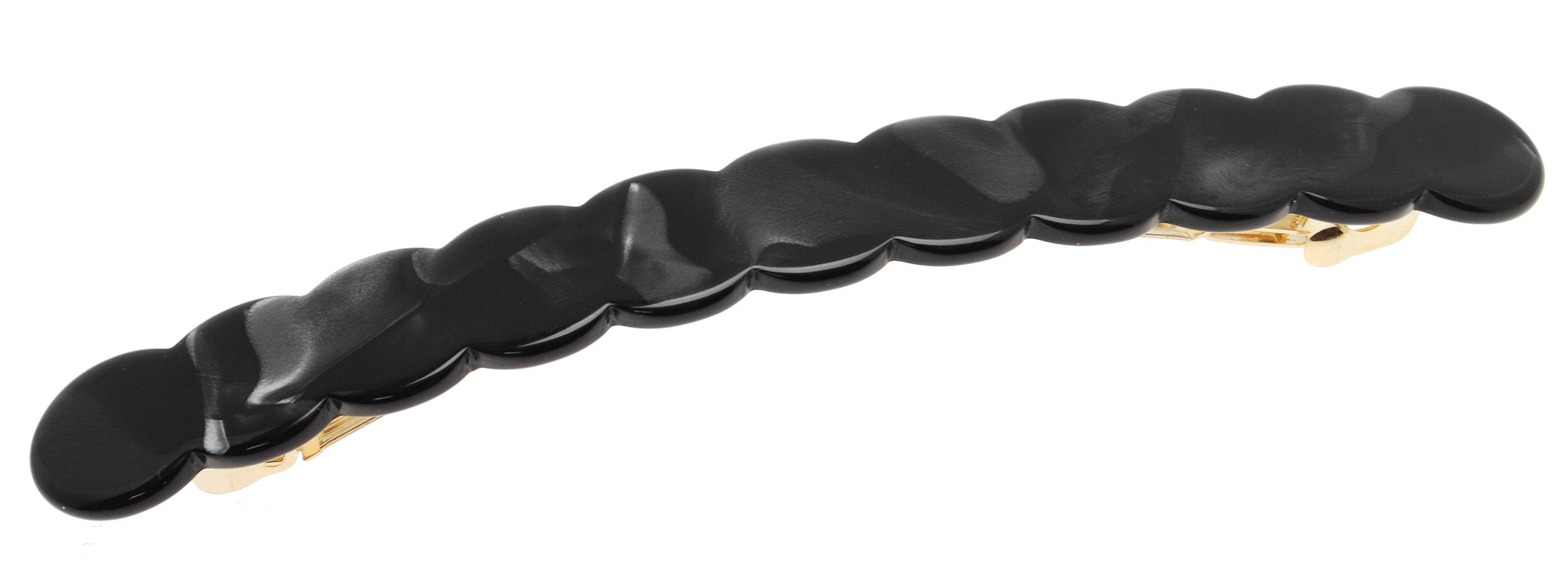 Nacro Black : France Luxe Scalloped Long and Skinny Barrette - Nacro Black