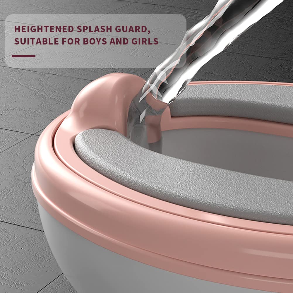 Potty Training Toilet, Realistic Potty Training Seat, Toddler Potty Chair with Soft Seat, Removable Potty Pot, Toilet Tissue Dispenser and Splash Guard, Non-Slip for Toddler& Baby&Kids White, Pink