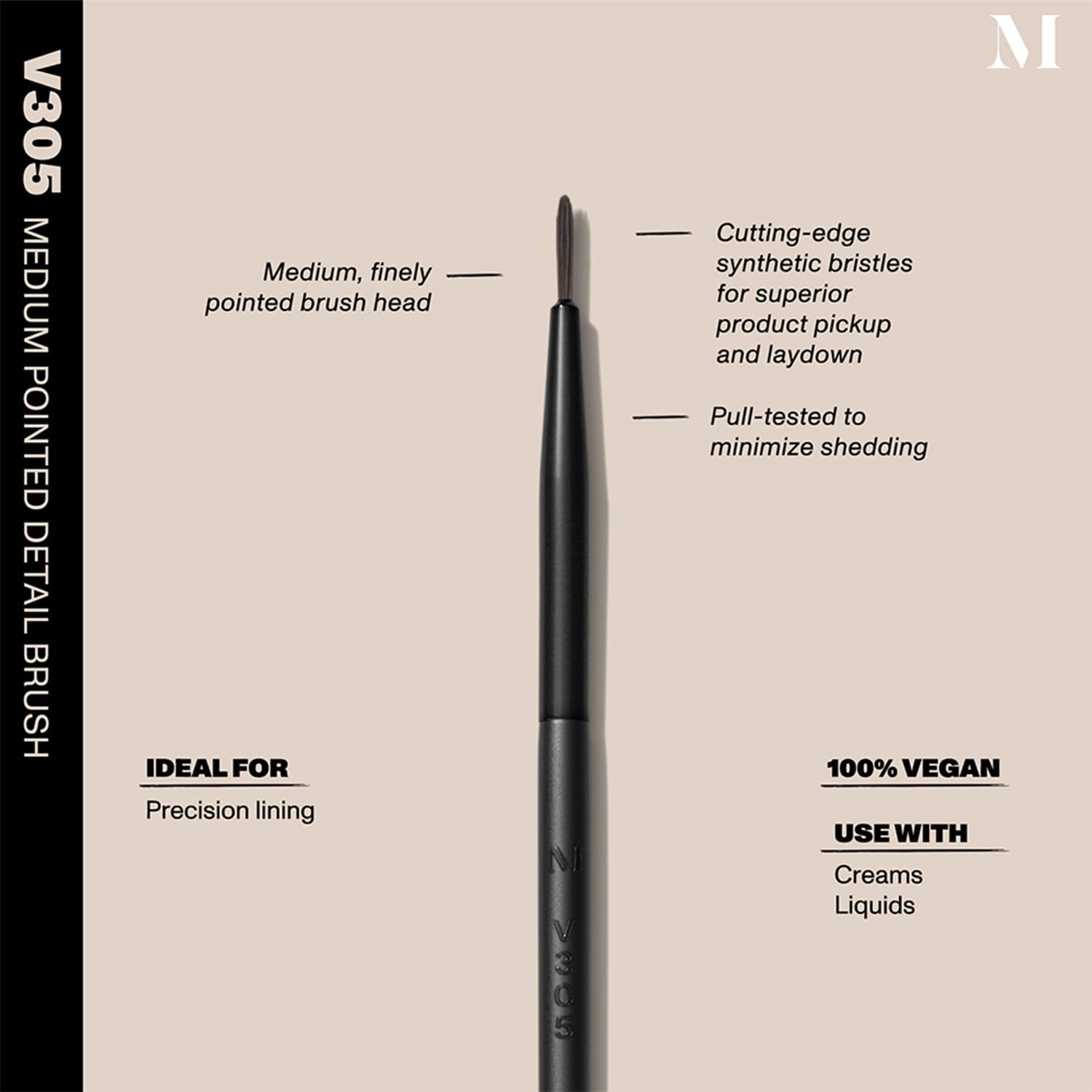 Morphe Vegan Eye Detail Brush Trio - Vegan Makeup Brushes for Powder & Cream Formulas - Cutting-Edge Synthetic Bristles - Includes V301, V303, V305 (3 Count)