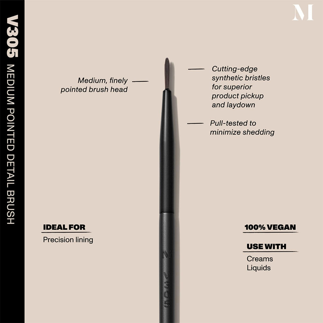 Morphe Vegan Eye Detail Brush Trio - Vegan Makeup Brushes for Powder & Cream Formulas - Cutting-Edge Synthetic Bristles - Includes V301, V303, V305 (3 Count)