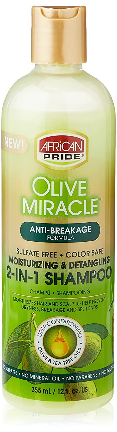 African Pride Olive Miracle 2 in 1 Shampoo & Conditioner 12 Oz