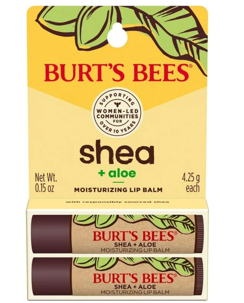 BURT'S BEES Moisturizing Lip Balm Shea+Aloe 2Pk