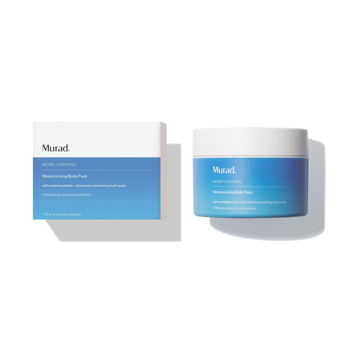 Murad Acne Retexturizing Face & Body Pads - Smooth + Soothe - with Azelaic + Bacteria-Targeting Multi-Acids to Soothe Irritation, Redness, and Providing Oil-Free Hydration, 45Pc