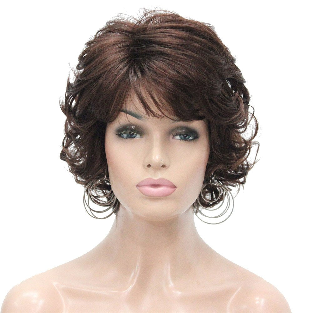 #31-Auburn: Aimole Synthetic Wigs Women'S Curly Ends Short Fiber Wig With Layered Bangs(31-Auburn)