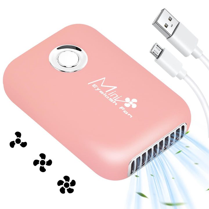 Buqikma Eyelashes Rechargeable Fan, Mini Lash Fan Eyelash Extensions Portable USB Handheld Fan Dryer Air Conditioning Blower for Eyelash Extension Supplies (Pink)