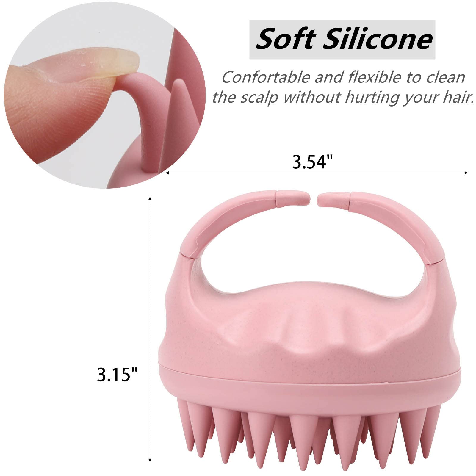 Scalp Massager Shampoo Brush Hair Scrubber Scalp Brush Silicone Scalp Exfoliator Hair Wash Tool for All Hair Types of Women, Men, Kids, Pets - Pink
