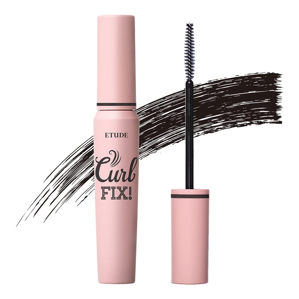 ETUDE Curl Fix Mascara #1 Black | A curl fix mascara that keeps fine eyelashes powerfully curled up for 24 hours by ETUDE's own Curl 24H Technology, Korean Makeup, Kbeauty, Perfect for Gift