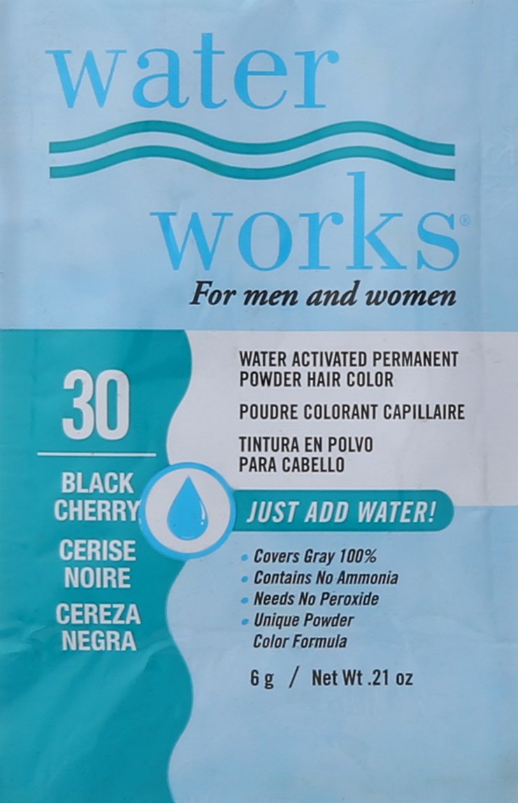 Water Works Water Activated Permanent Powder Hair Color for Men and Women, 30 Black Cherry