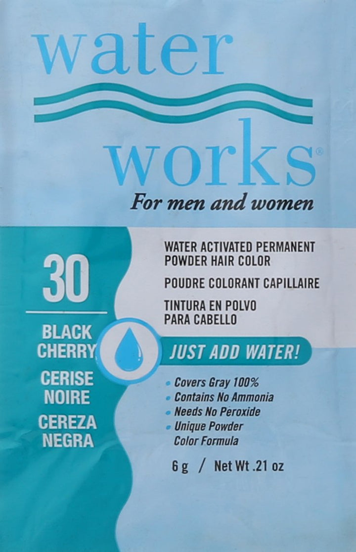 Water Works Water Activated Permanent Powder Hair Color for Men and Women, 30 Black Cherry