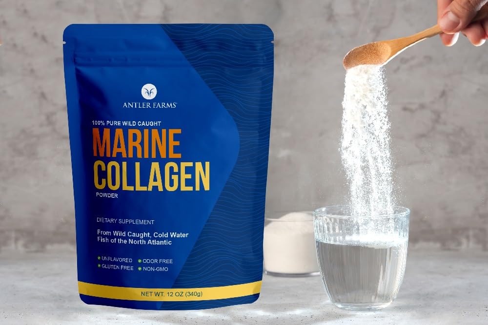 Antler Farms - 100% Pure, Clean Marine Collagen Powder from Wild Caught Pacific Snapper, 12 oz – Soluble in Hot or Cold Liquids, Highly Bioavailable, Rapid Absorption, No Taste or Smell
