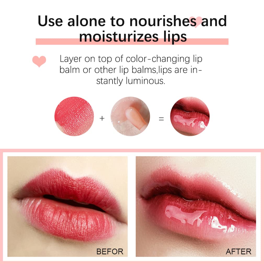 Miniling Hydrating Plumping Lip Oil Gloss Balm Care Transparent Toot Oil, Tinted Sheer Color Liquid Moisturizing Non-Sticky Nourishing Repairing Products(PINK)