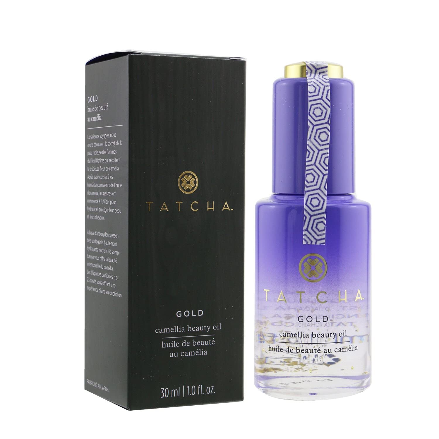 TATCHA Gold Camellia Beauty Oil | Moisturizing Face, Body, and Hair Oil Infused with 23-karat Gold flakes | 30 ml / 1 oz