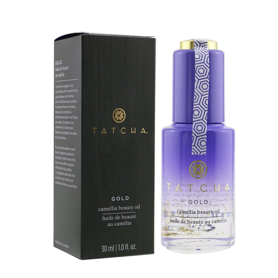 TATCHA Gold Camellia Beauty Oil | Moisturizing Face, Body, and Hair Oil Infused with 23-karat Gold flakes | 30 ml / 1 oz
