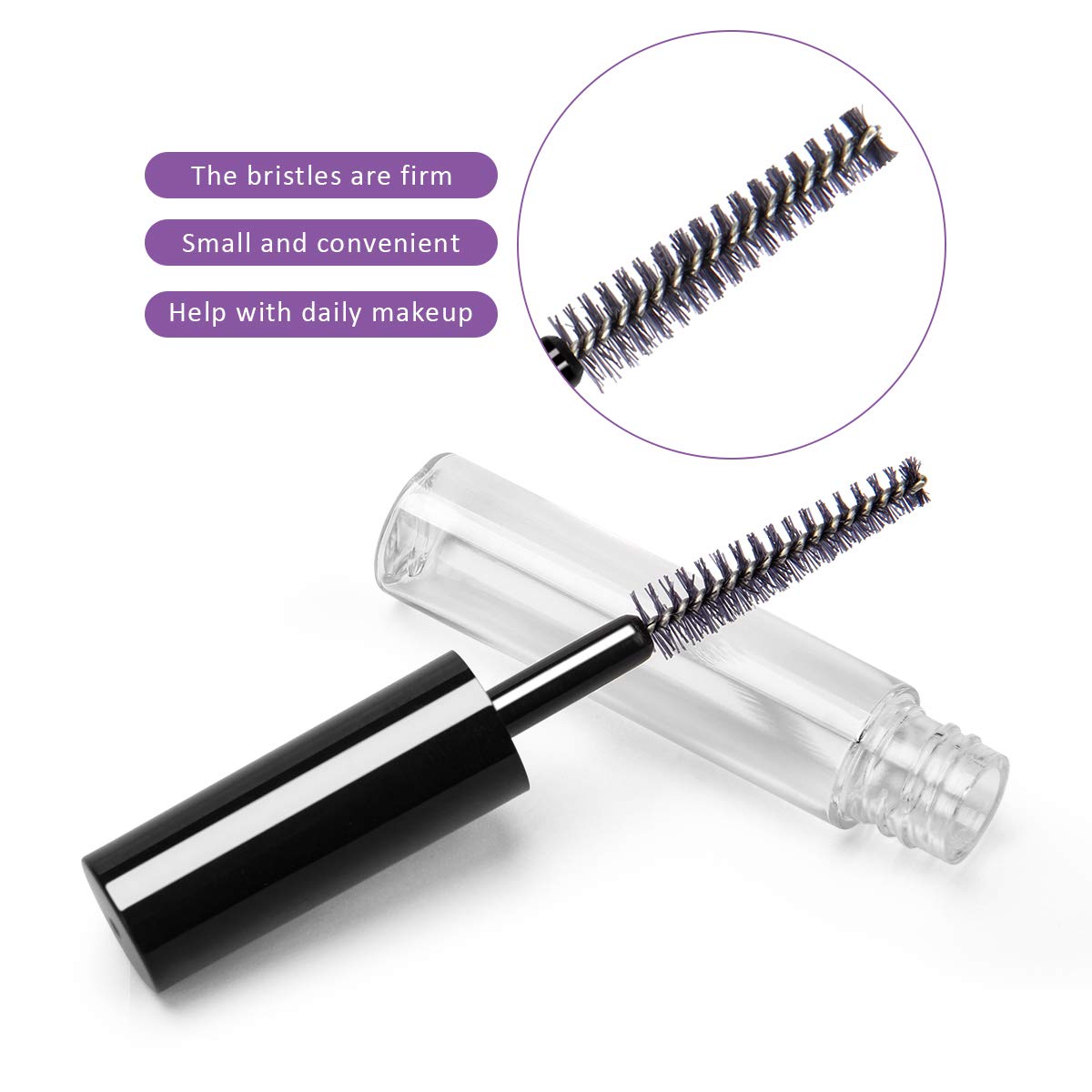 Adecco LLC 5 pcs 4ML Reusable Empty Bottle Tube Container for Eyelash Growth Oil /Mascara with Brush for Home and Travel
